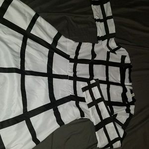 white and black dress